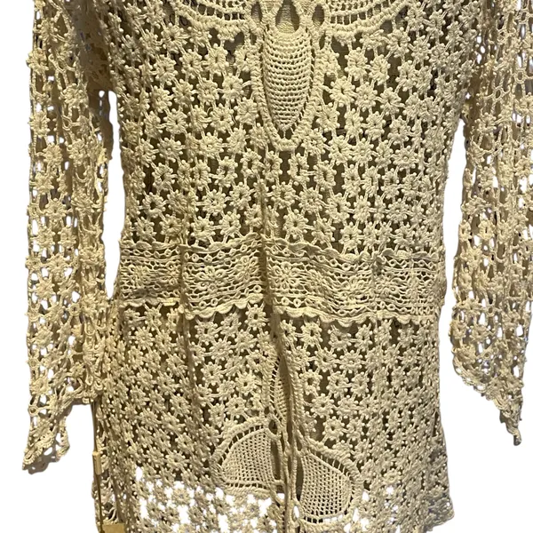 Urban Mangoz NWT Crochet Lace Tie Front Cardigan Coverup Cream X-Large - Image 6