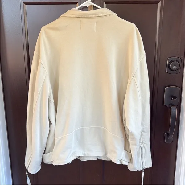 EUC Free People Rebel Moto Jacket Vanilla Cream Size Large Retail $198.00 - Image 12