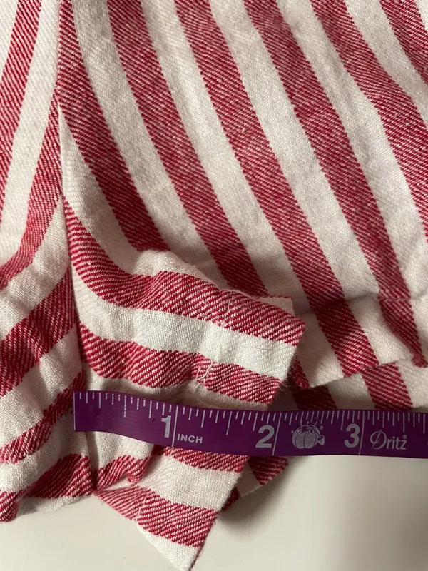 Heart & Hips Linen-Cotton Blend Red Cream Striped High Waist Shorts Size S - Image 7