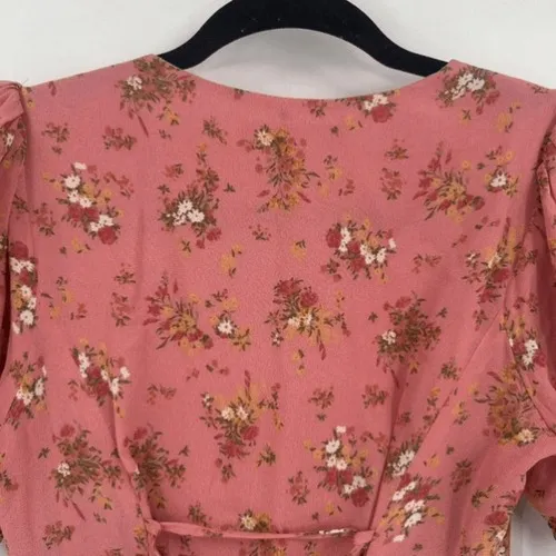 Reformation Midi Dress Luciana 0 Pink Floral Lace‎ Up Back Cottagecore Romantic - Image 11