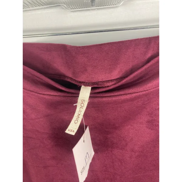 NWT Solemio Maroon Wrap Skirt Suede Size Medium - Image 2