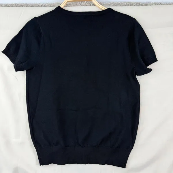Grace Karin Cardigan Size S Black Solid Preppy Short Sleeve Button Top Classic - Image 2