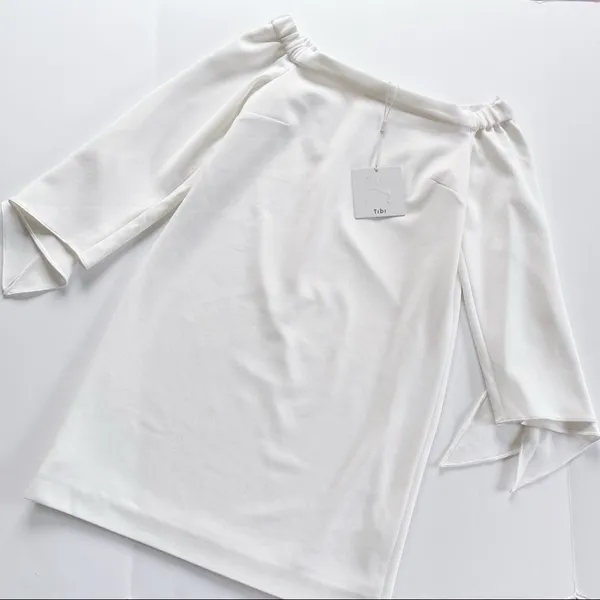 NEW Tibi Women’s Structured Crepe Off-the-Shoulder Dress Ivory Size 2 - Image 7