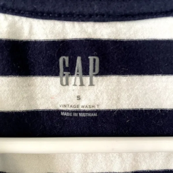 GAP navy blue white striped short sleeved vintage‎ t-shirt cotton top summer - Image 3