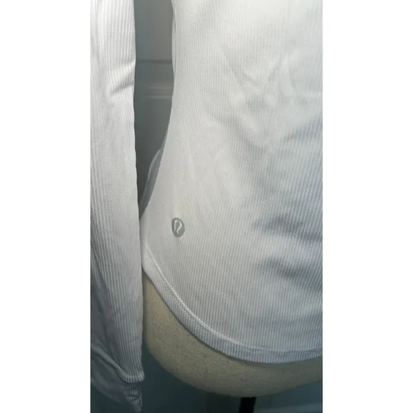 Lululemon‎ Ribbed Nulu Hooded Define Jacket White LW4AWLS Size 10 - Image 4