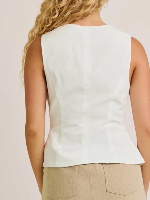 Anthropologie NWT Le Lis Luana Asymmetrical Cotton Minimalistic Neutral Top size xs - Image 3