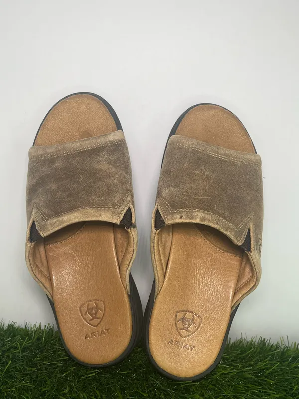 Ariat Women’s Leather Suede Slide Sandals Size 6B Brown Comfort Mule Western - Image 6