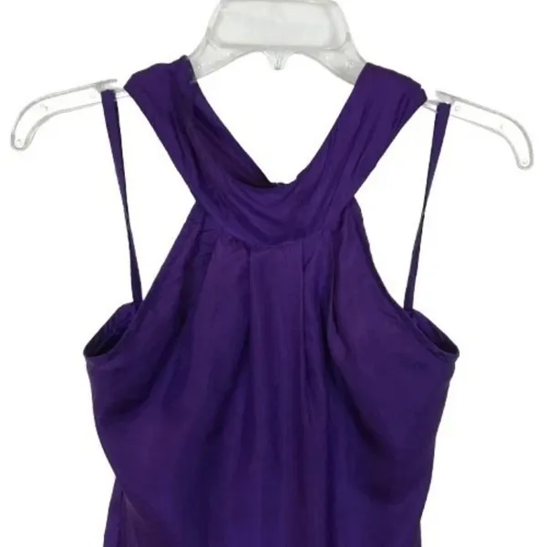 NWT Industry Womens Size Large 100% Silk Royal Purple Halter Neck Mini Dress NEW - Image 2