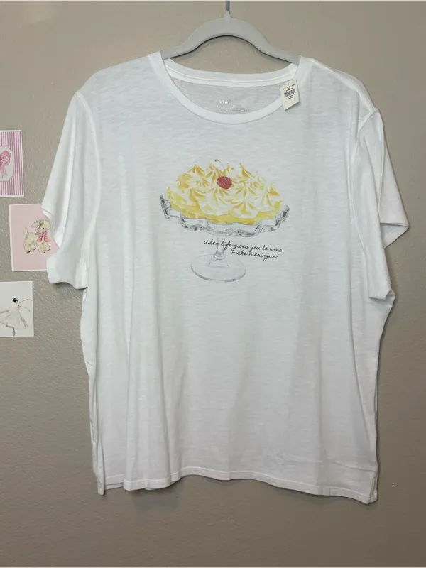 Aerie soft cotton white tee flowy plus size Xxl 2X casual beach graphic yellow - Image 3