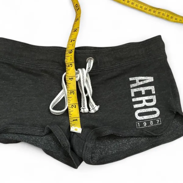 Aeropostale Y2K Vintage Micro Mini Low Rise Spell Out Logo Booty Bimbo Shorts Sweats Beach Surf #Mcbling #Preppy #Festival #Summer Grey XS Measurement in pics - Image 7