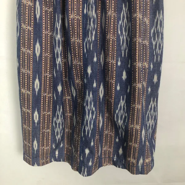 Ecote V-Neck 1/2 Button Blue/Brown Dress Sleeveless Boho Size Medium - Image 4