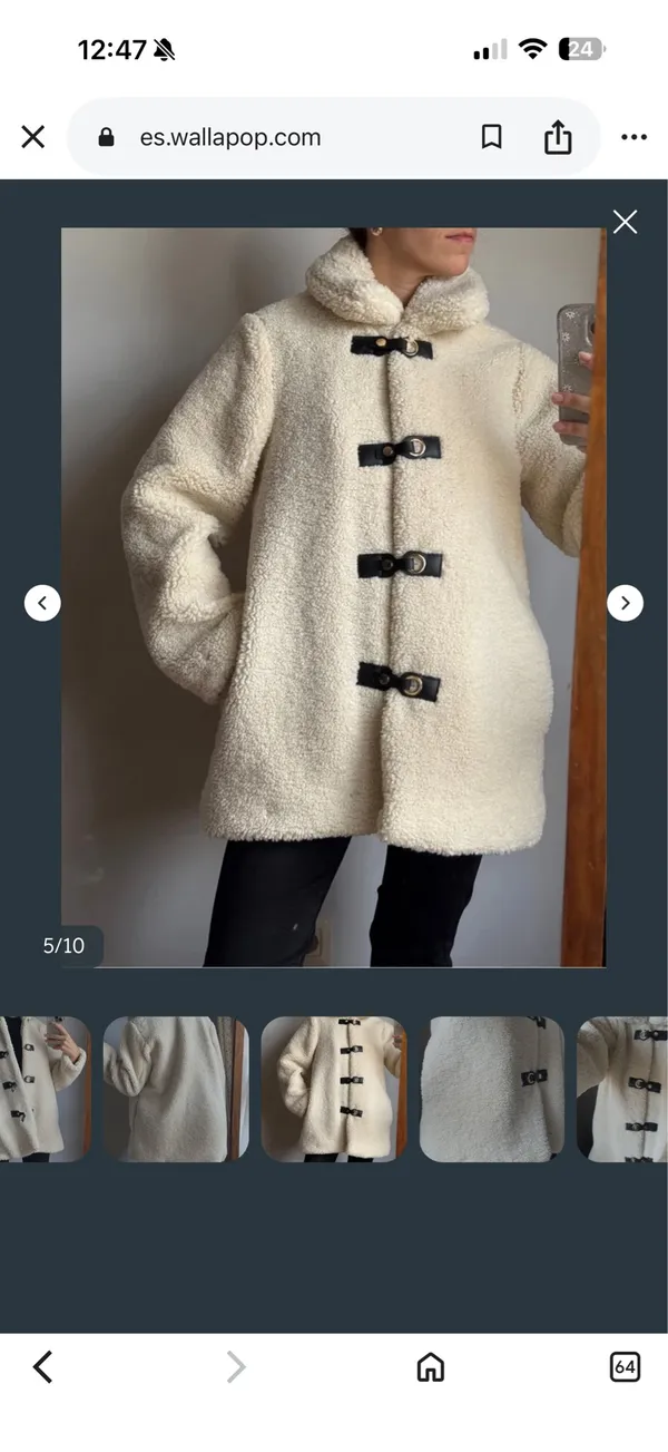 Zara Cream Faux Shearling Toggle Jacket with Black Trim - Image 8