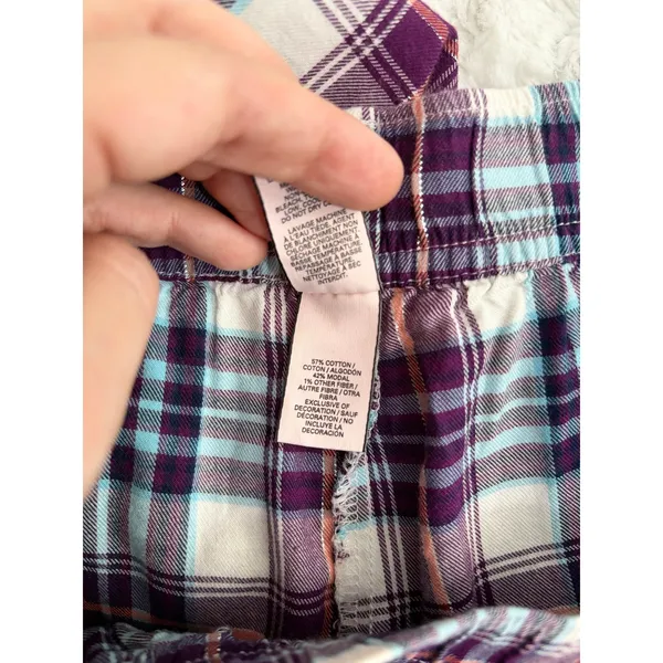 Victoria's Secret Gray Top Purple Plaid Pants Loungewear Pajama Set S Long - Image 11