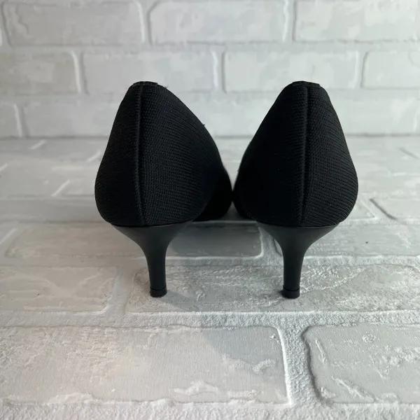 French Connection Kitten Heels Womens 7.5 Black Pointed Closed Toe‎ Solid Knit - Image 3