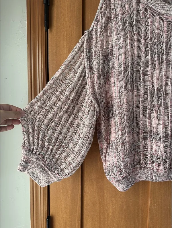 NWOT POL Open Knit Balloon Sleeve Oversized Sweater in Rose Women’s Small - Image 2