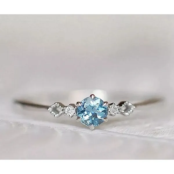 Boutique NEW Dainty Women's Topaz Diamond Simulant‎ S925 Ring Size 6 - Image 3