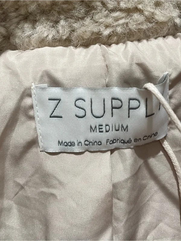 Z Supply Ari Sherpa Jacket Cream Womens Size Medium Teddy Fleece Oversized Coat - Image 7