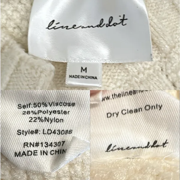Line & Dot Cream Billy Cable Knit‎ Midi Sweater Dress Medium Preppy Fisherman - Image 7