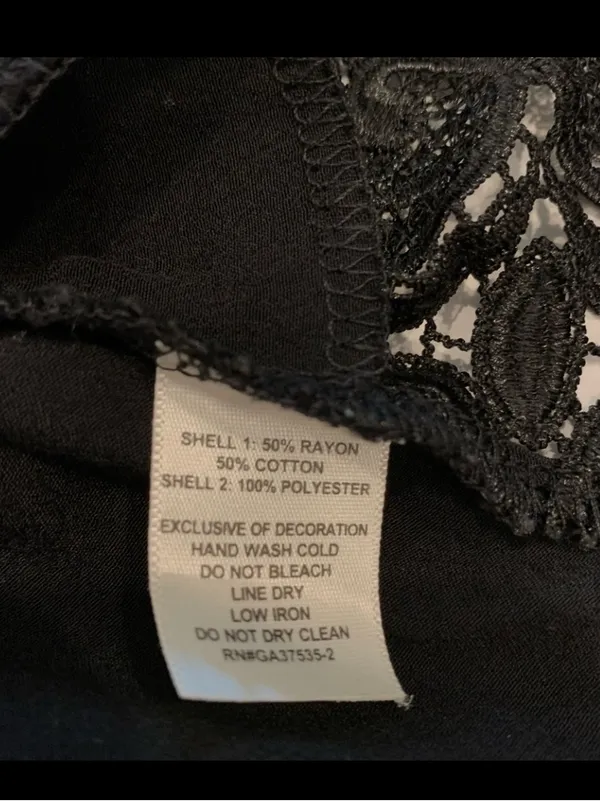 Anthropologie Monteau Black Long Sleeve Lace-Trim Blouse Top - Image 6