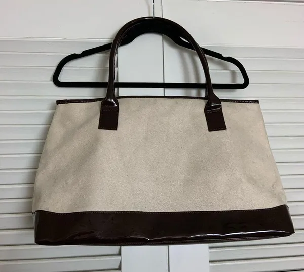 Large Creme Suede pleather book purse - Image 2