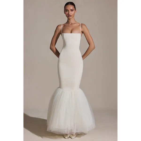 Oh Polly‎ Adelpha Tulle Hem Fishtail Gown Ivory Size 6 NWT - Image 4