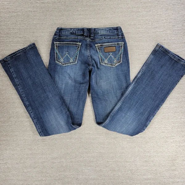 Wrangler Retro Low Rise Boot Cut Jeans Size 0/34 Tall Medium Wash Denim Western - Image 3