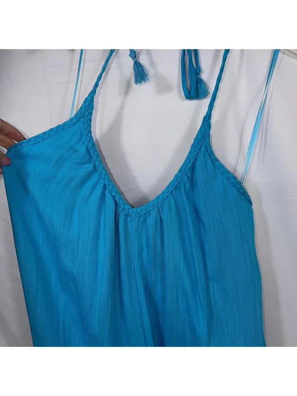 Skylar Rose Turquoise Halter Romper Women’s Large - Image 2