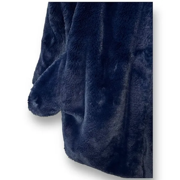Women's Hooded Faux Fur Coat Blue XSmall Winter Cozy Mob Wife Classic Timeless - Image 4