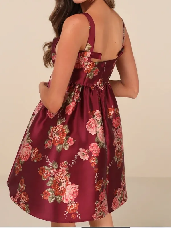 Lulu’s Unbelievably Lovely Red Floral Babydoll Empire Waist Mini Dress NWT XL - Image 10