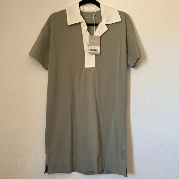 Everlane Organic Cotton Polo Dress Fog Green White Collar XS Short Sleeve Mini - Image 2