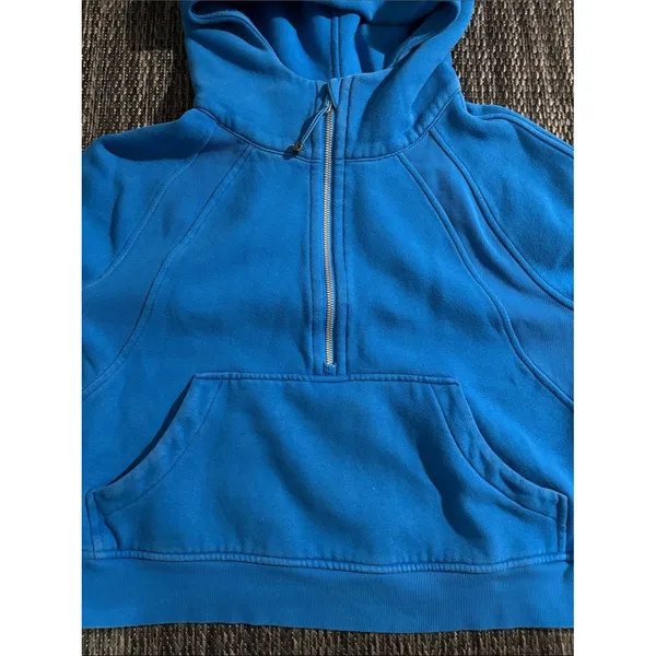 Lululemon Scuba Oversized Half Zip Hoodie Poolside Blue Light Cotton Terry M/L - Image 4