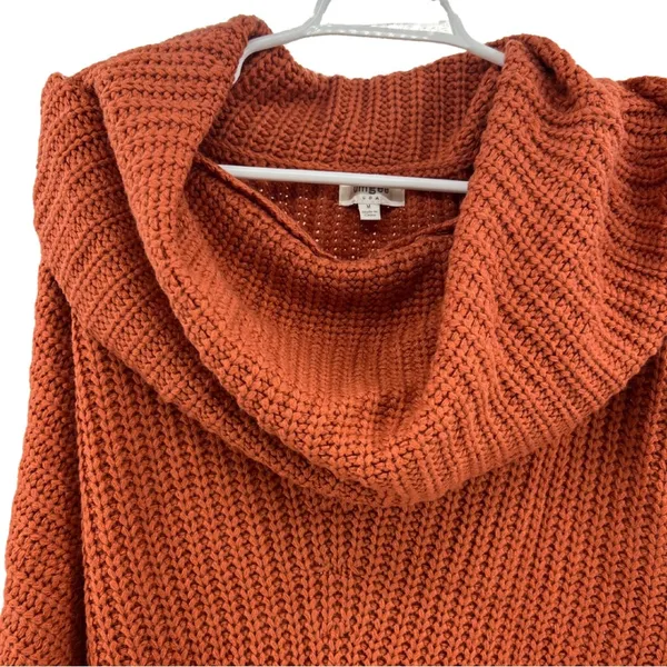 Umgee M cowl neck burnt orange knit sweater fall autumn casual office winter - Image 2