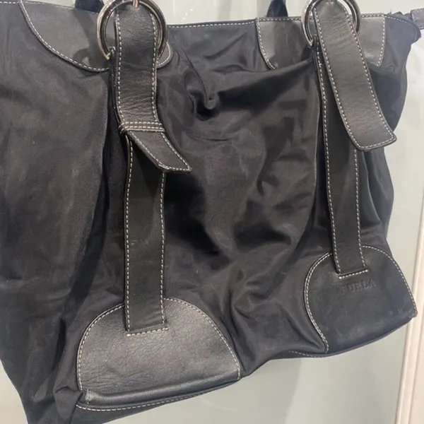 Furla Women's Black Shoulder Nylon Tote Purse Large Bag - Image 2