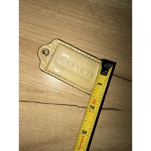 Coach Patent Leather Embossed Hang Tag Butter Yellow Beige - Image 3