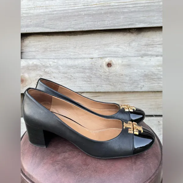 Tory Burch Black Flats with Gold Emblem - Image 3