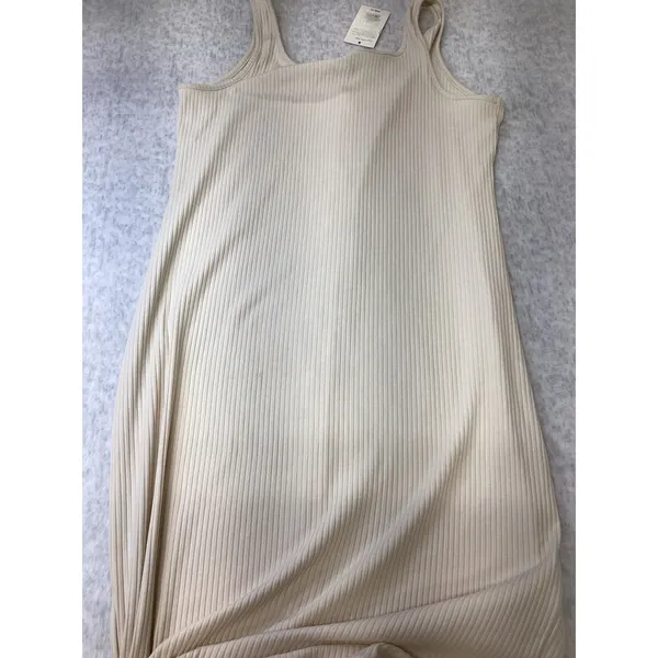 A New Day Women Cream Ribbed Button Front Midi Tank Dress Large NWT‎ 018035406 - Image 8