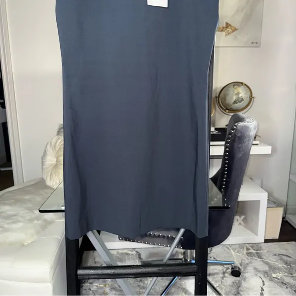ZARA Dark Slate Grey Cap Sleeve Mini Dress Womens Medium Minimalist Career Chic - Image 5