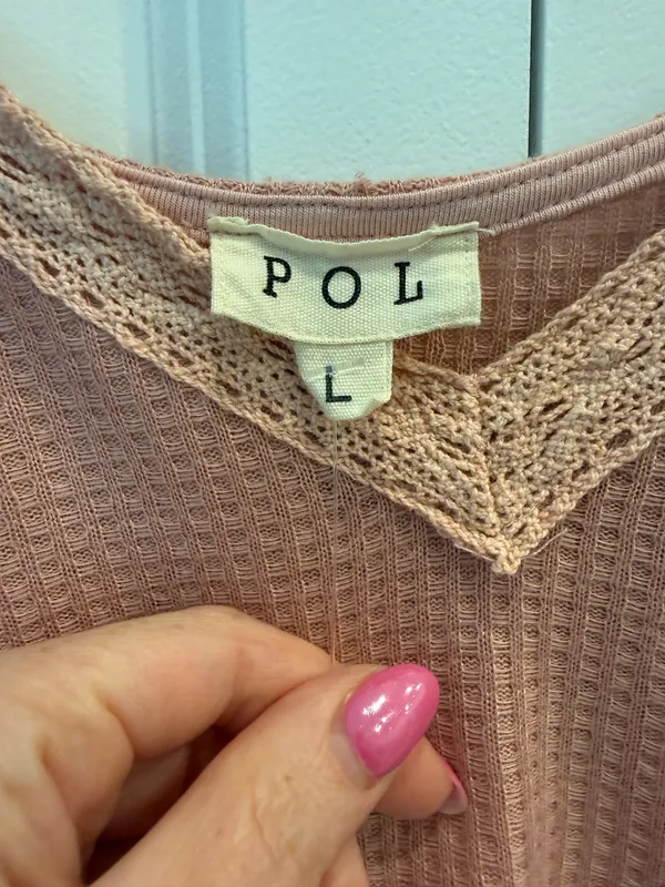 POL Pink Lace Trim Babydoll Cami Tank Top - Image 3