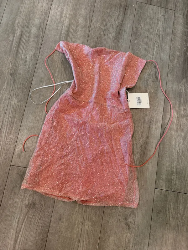 Hello Molly Glitter Pink Strapless Mini Dress - Image 6