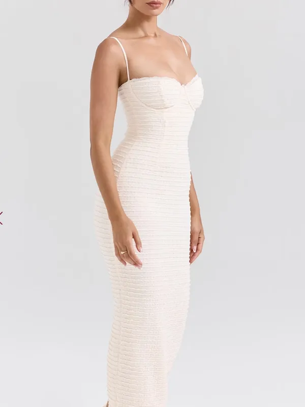 House of CB Elinor Cream Tea Frill Lace Corset Lace Up Style Midi Dress Size: XS - Image 2
