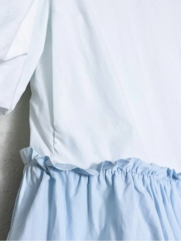 English Factory Colorblock Tiered Ruffled Mini Dress M Blue White Ombre Ruffle - Image 10