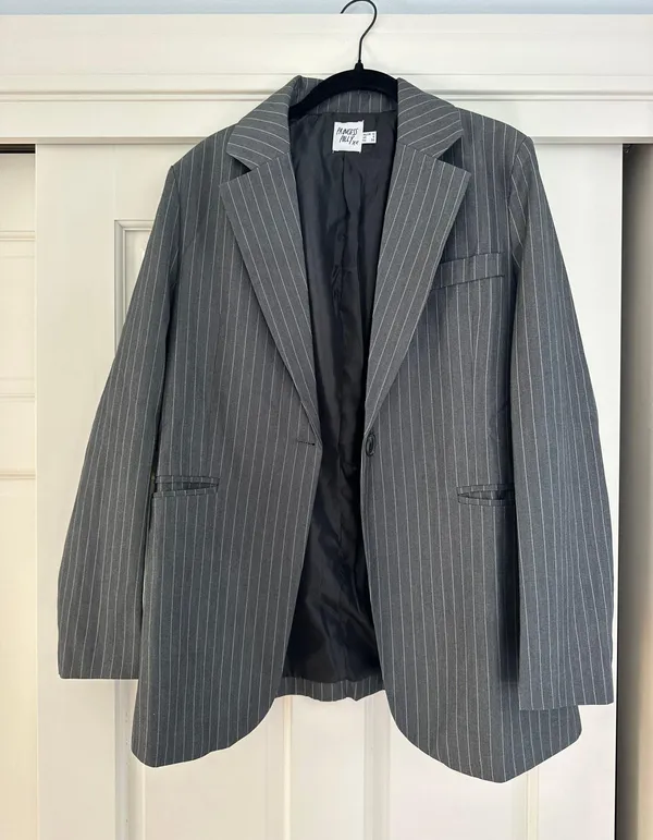 Grey Pinstripe Blazer - Image 3