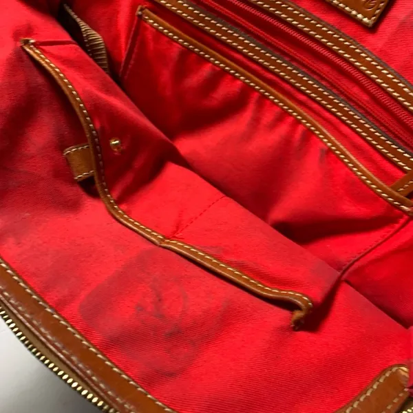Dooney & Bourke Medium Red Leather Domed Satchel Bag Purse Shoulder Top Handle - Image 7