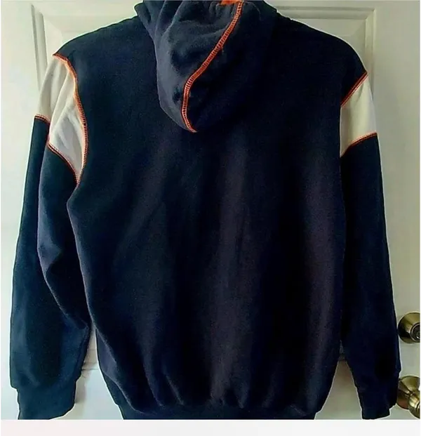 Chicago Bears Full Zip Hooded Jacket Size Small NFL Football Navy Orange Pocket - Image 3