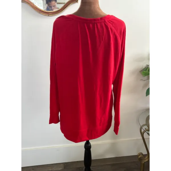 Red Santa‎ Sweatshirt Long Sleeve Christmas Holiday Top Large - Image 3