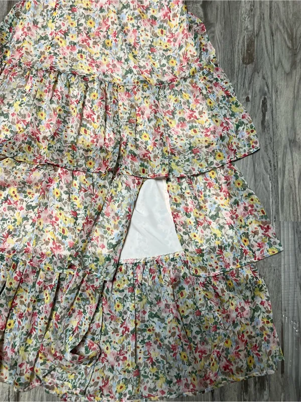 ASTR the Label Cassis Ruffle Maxi Dress Taupe Multi Floral Size Small - Image 3