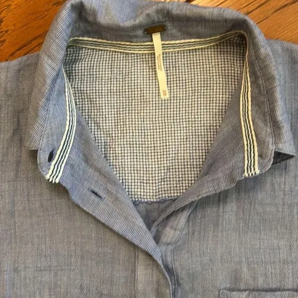 Free People Thats a Wrap Shirt in Chambray Combo Blue - Image 10