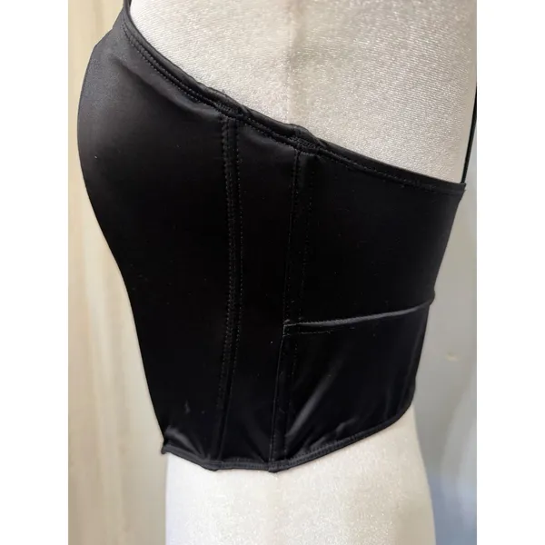 Steve Madden Womens Corset‎ 36C Black Satin Studded Strap Camisole Top Y2K Goth - Image 8