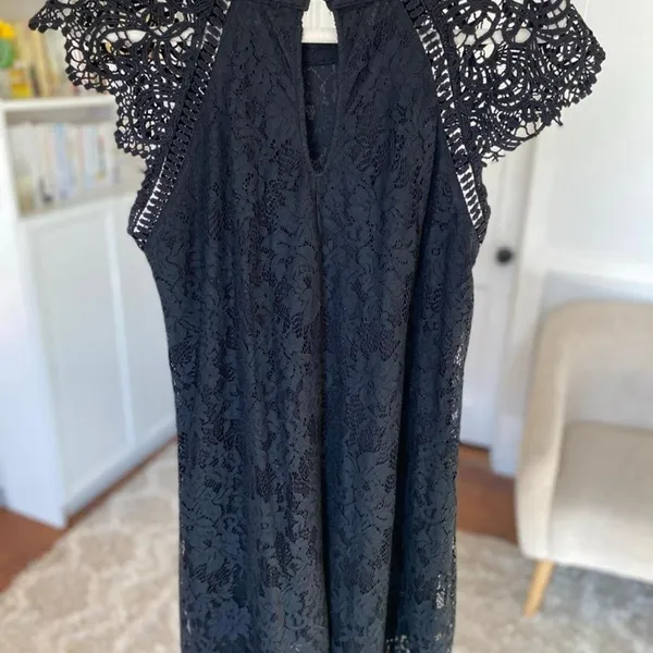 Altar'd State Black Lace Mini Dress Crochet Cocktail Quiet Luxury Coquette Boho - Image 3