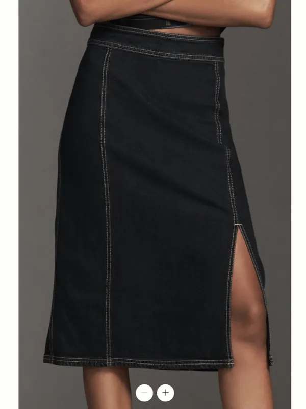 Anthropologie Pilcro Seamed Side-Slit Denim Midi Skirt - Image 3